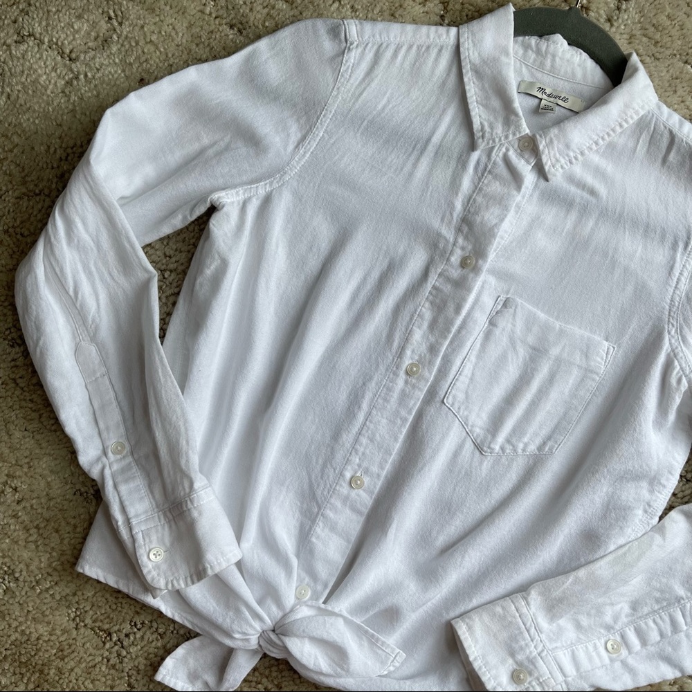 Madewell White Tie-Front Shirt